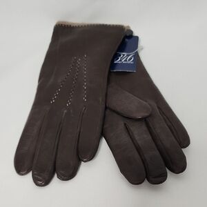 346 Brooks Brothers Dark Brown Leather Gloves With Cashmere Lining Size Medium